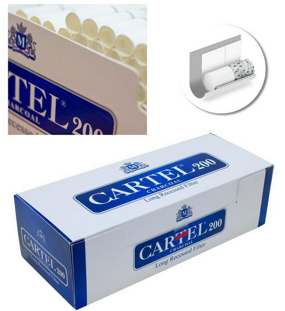 Гильзы сигаретные Cartel Carbon White Filter 200 шт